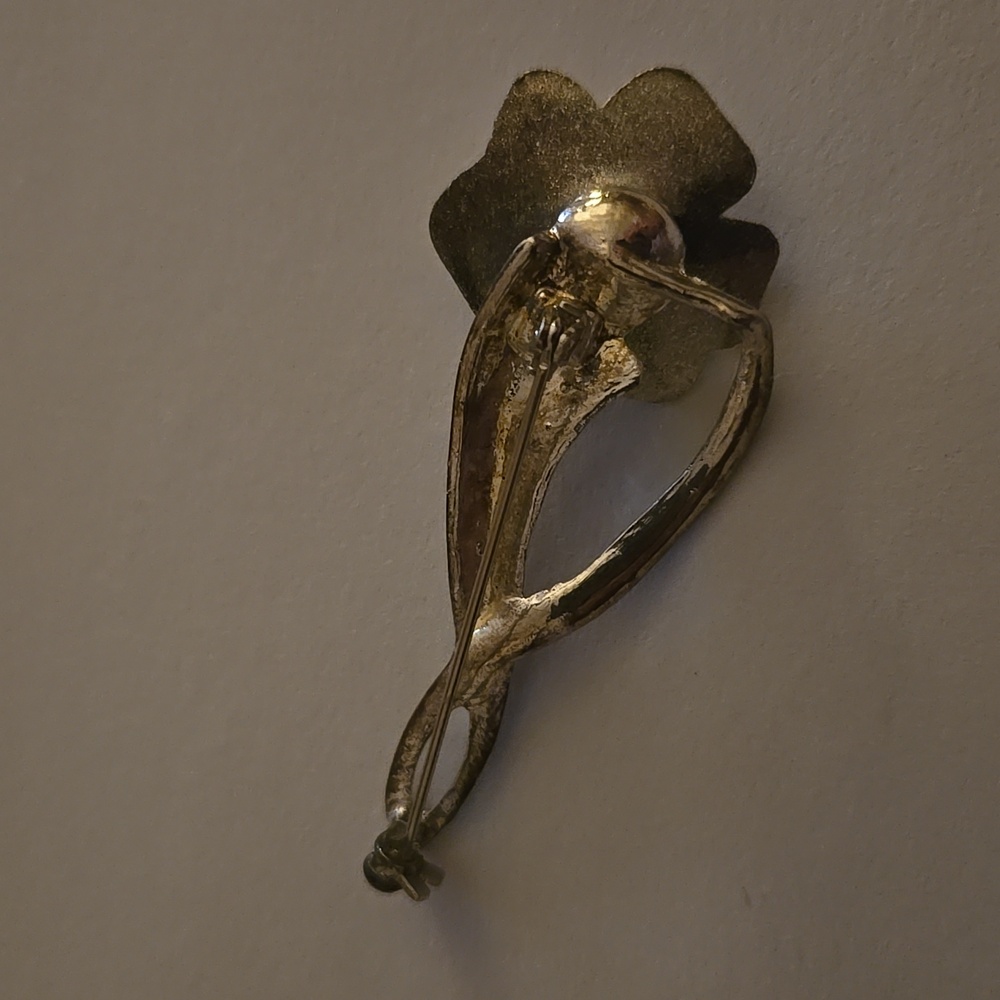 Vintage Silver and Cream Floral Brooch - Picture 5 of 6